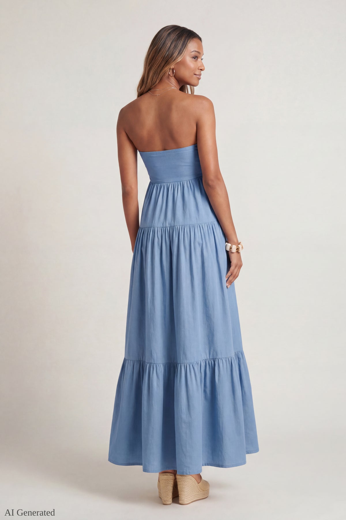 Alt View 2. Sweetheart Strapless Maxi Dress - Blue