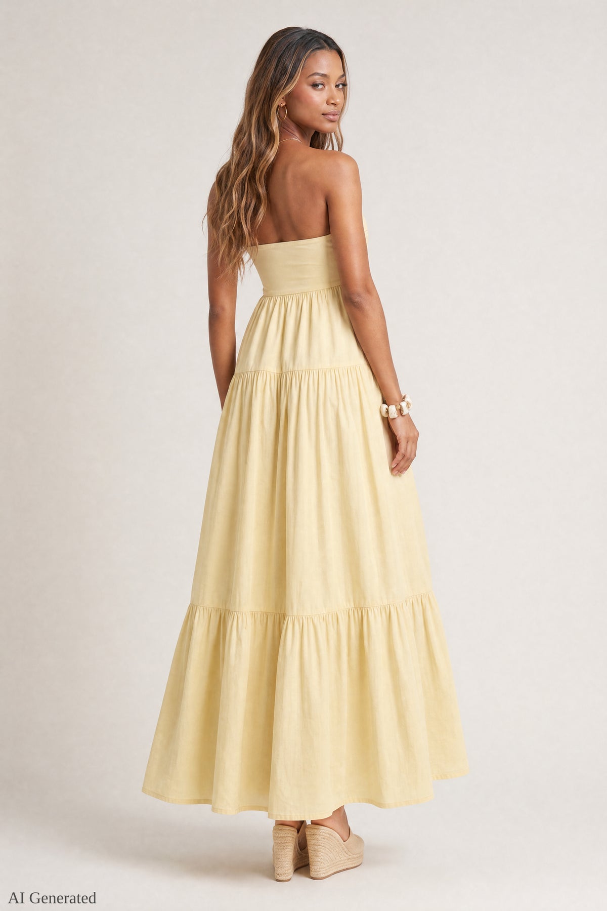 Alt View 2. Sweetheart Strapless Maxi Dress - Yellow