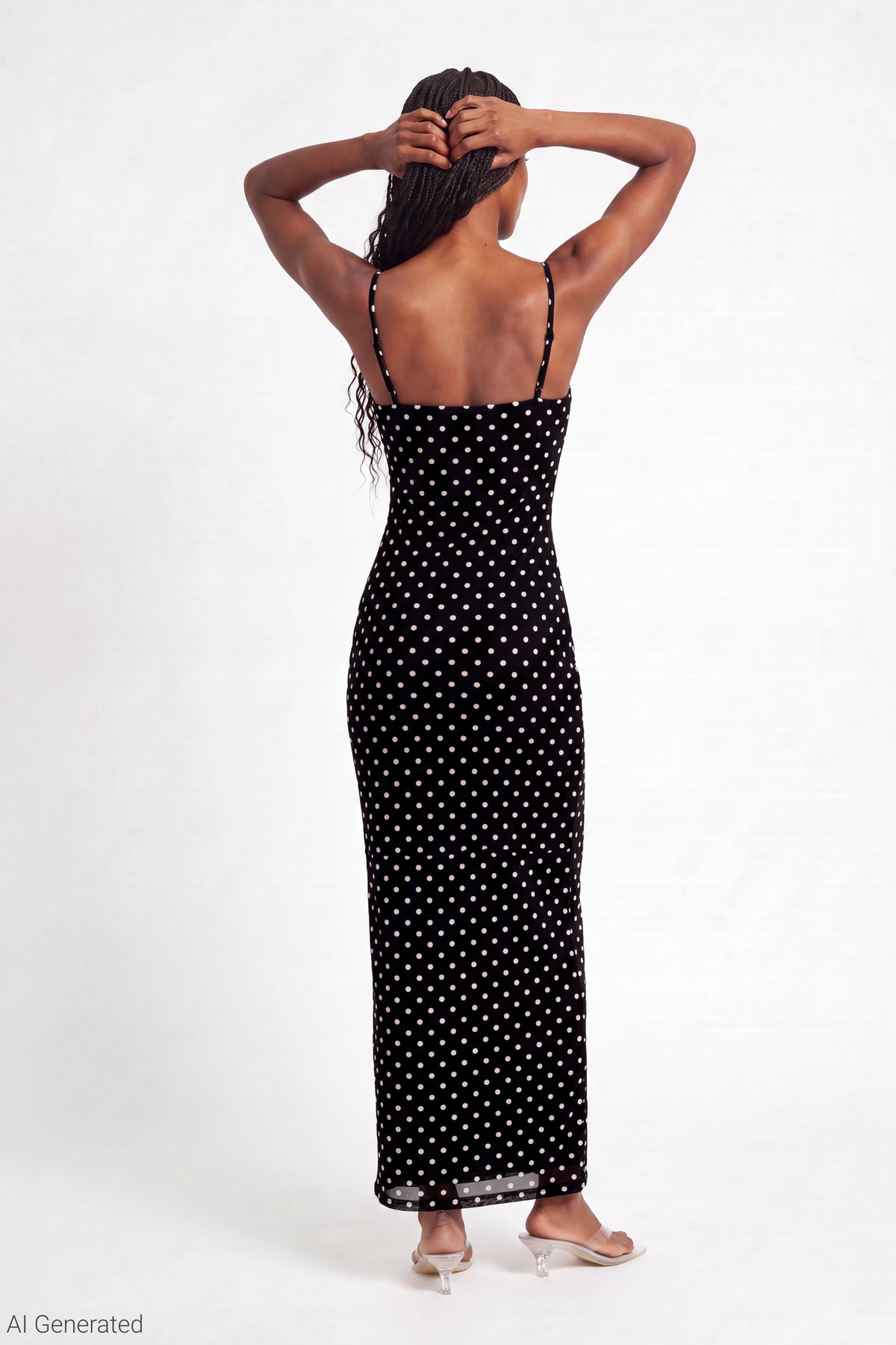Alt View 2. Printed Mesh Maxi Dress - Black