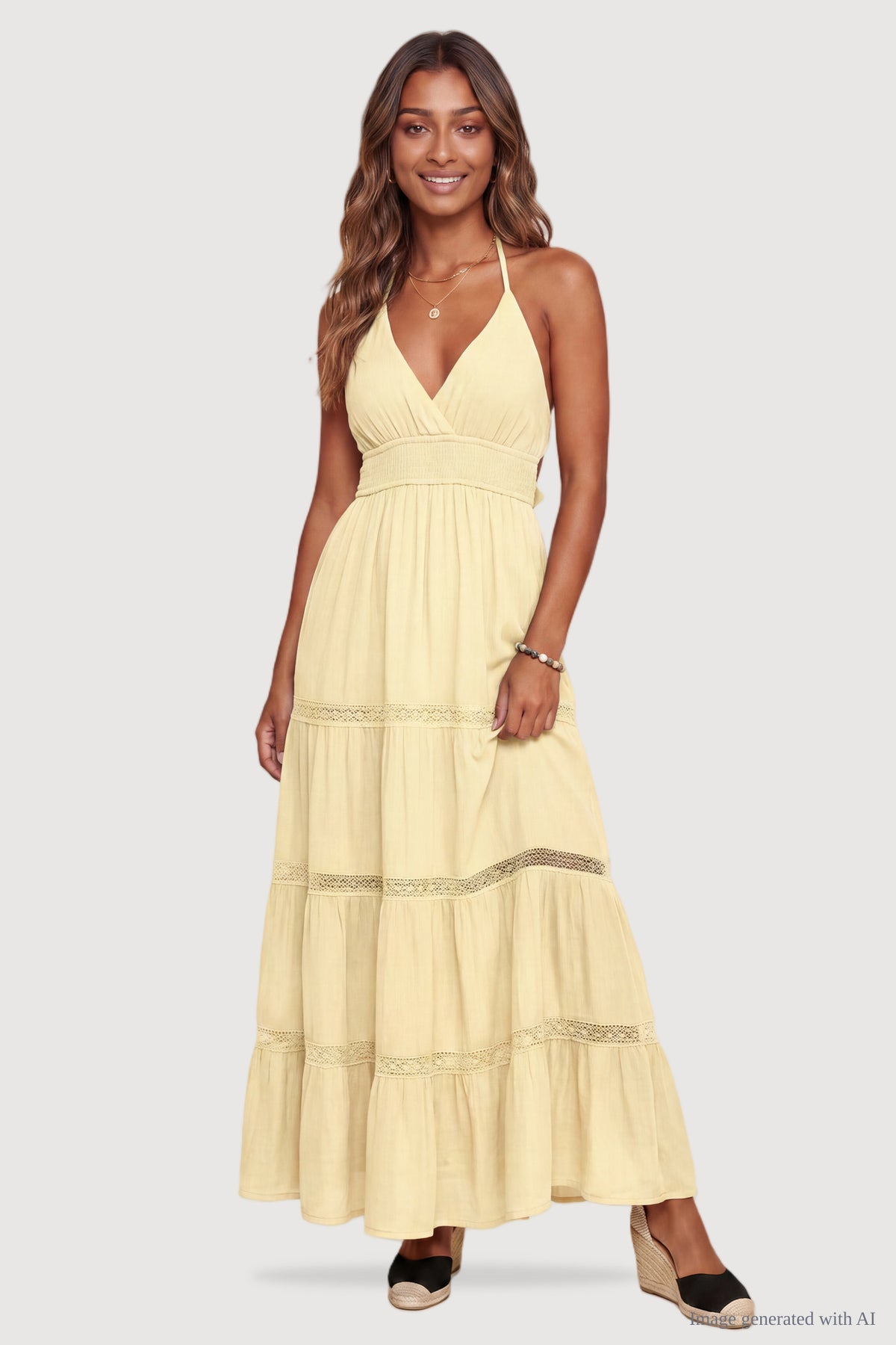 charlotte russe bridesmaid dresses Tie-Back Tiered Maxi Dress Brown dresses