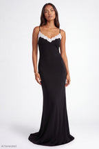 Lace Trim Open Back Maxi Dress