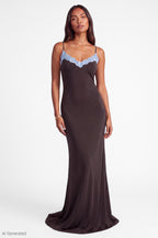 Lace Trim Open Back Maxi Dress
