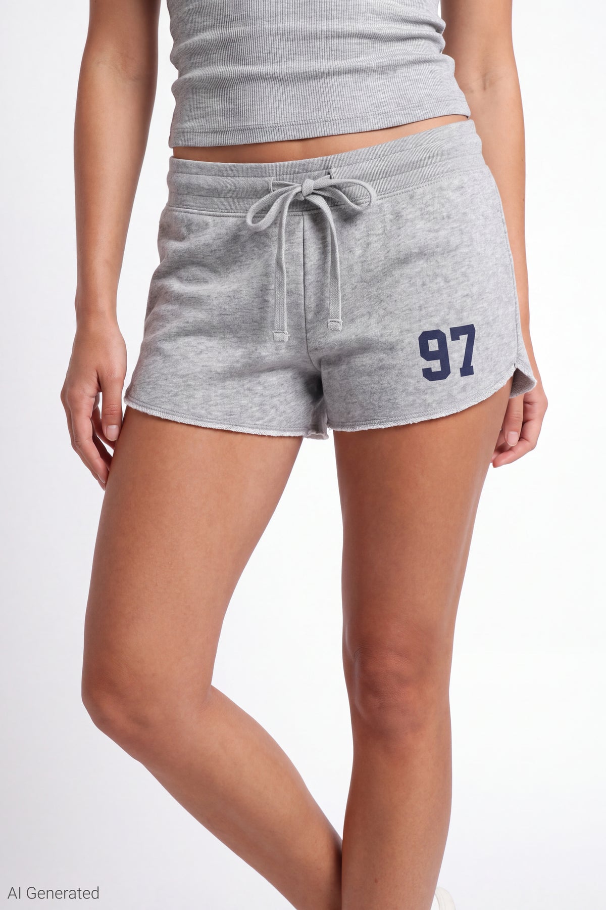 Alt View 3. Fleece Graphic Drawstring Short - Heather Grey
