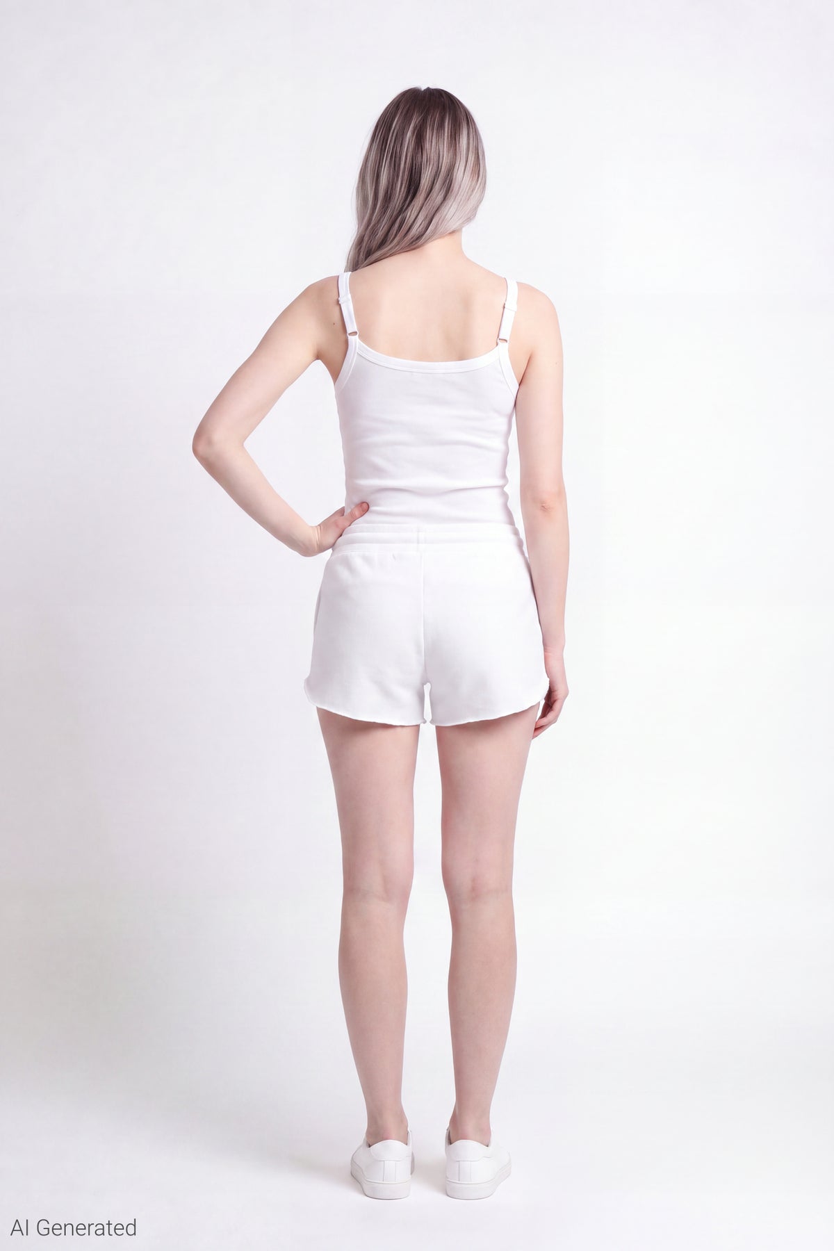 Alt View 2. Fleece Graphic Drawstring Short - White