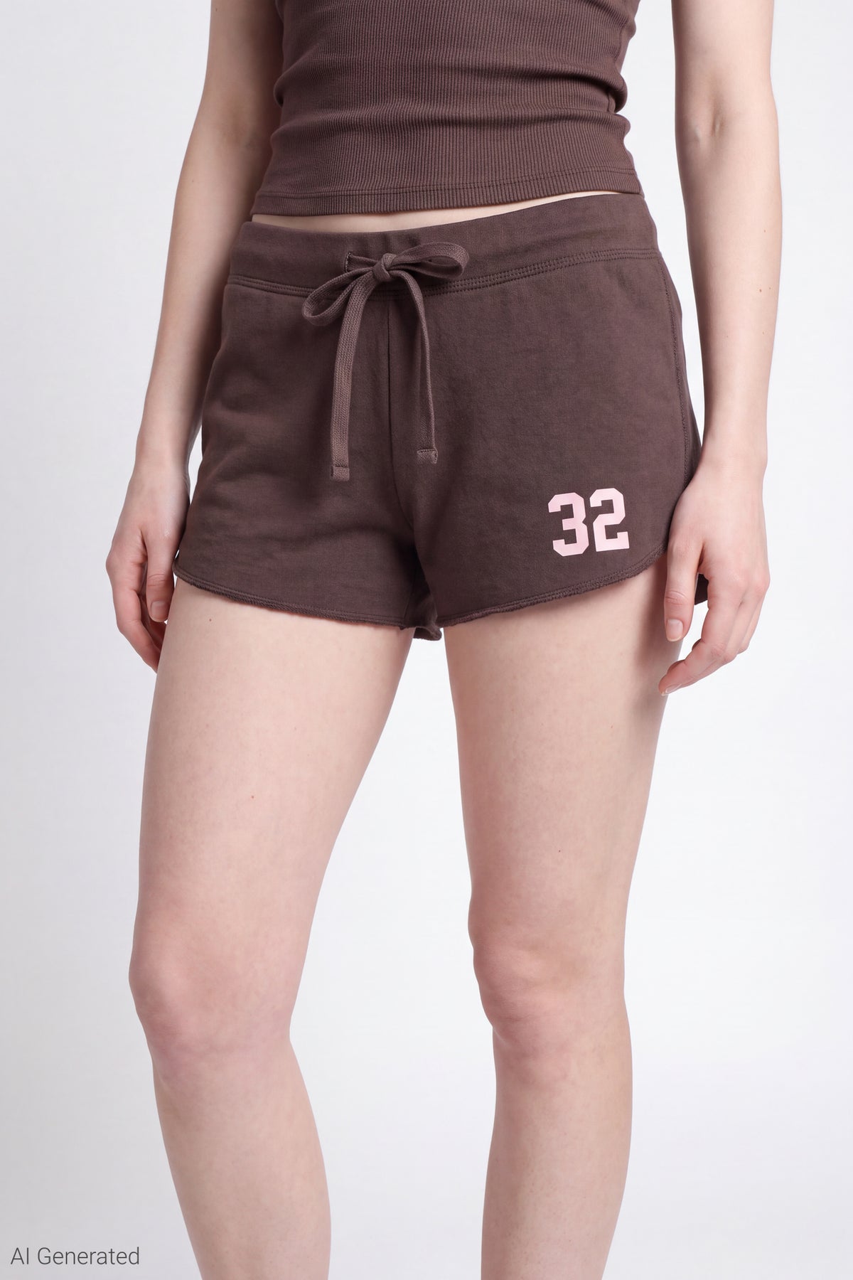 Alt View 3. Fleece Graphic Drawstring Short - Brown