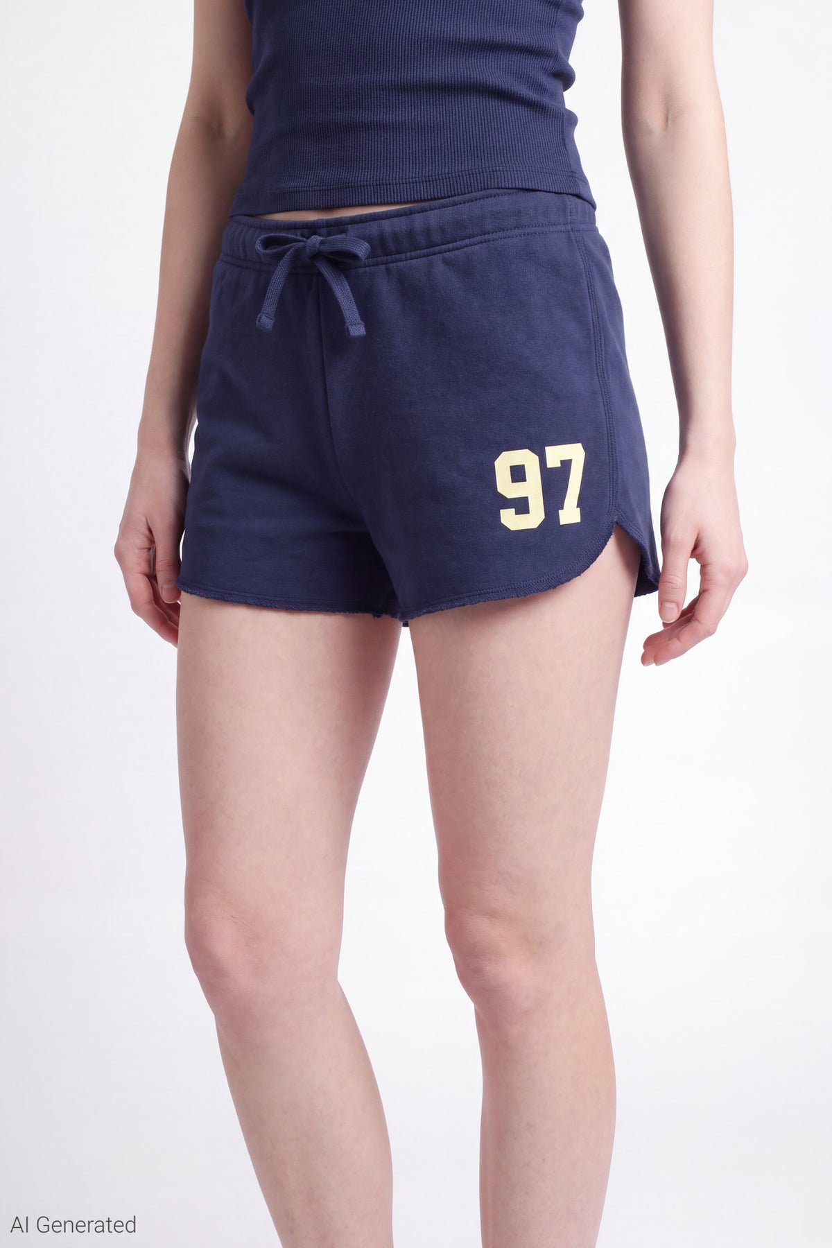 Alt View 3. Fleece Graphic Drawstring Short - Navy