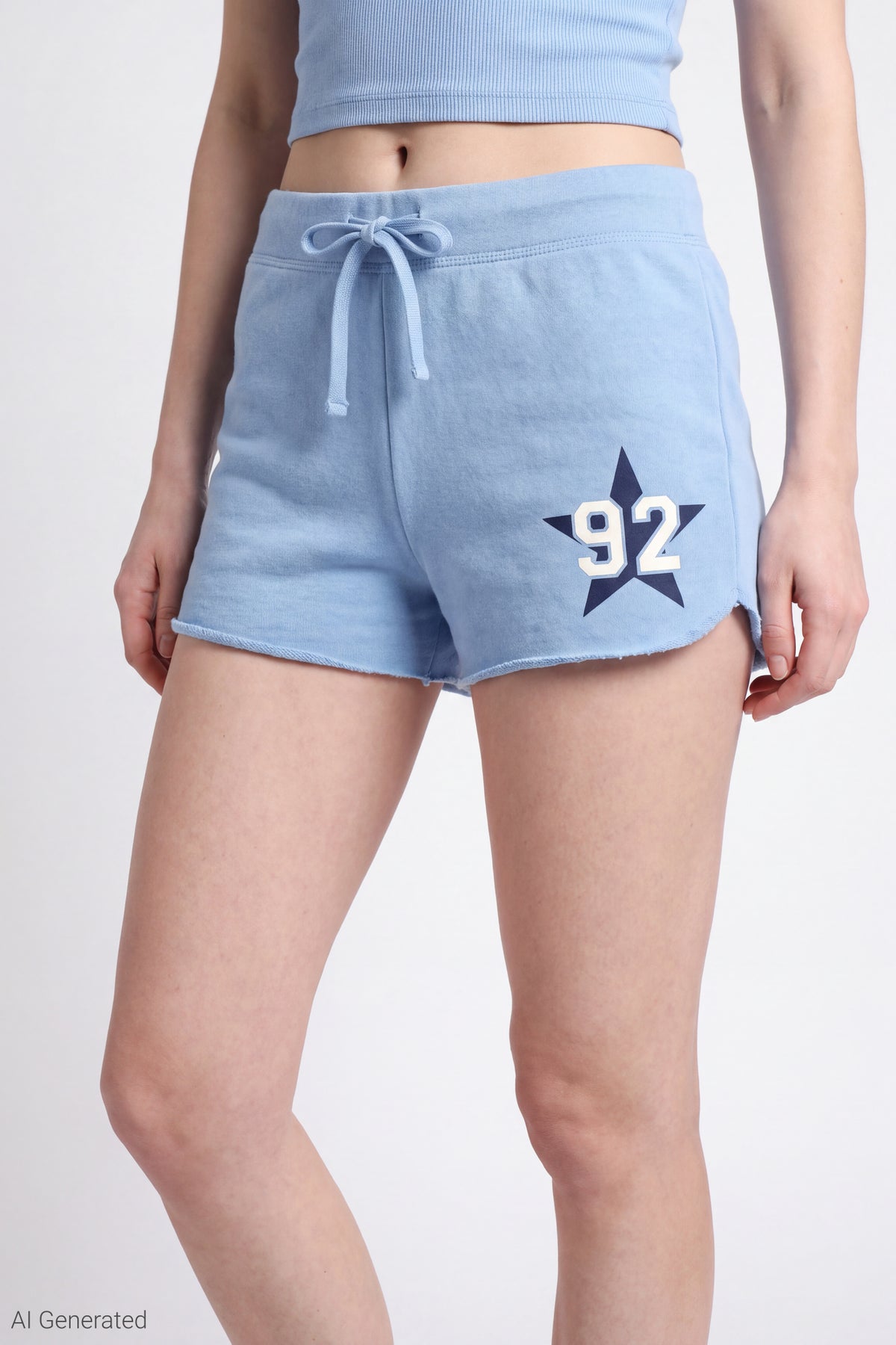 Alt View 3. Fleece Graphic Drawstring Short - Light Blue