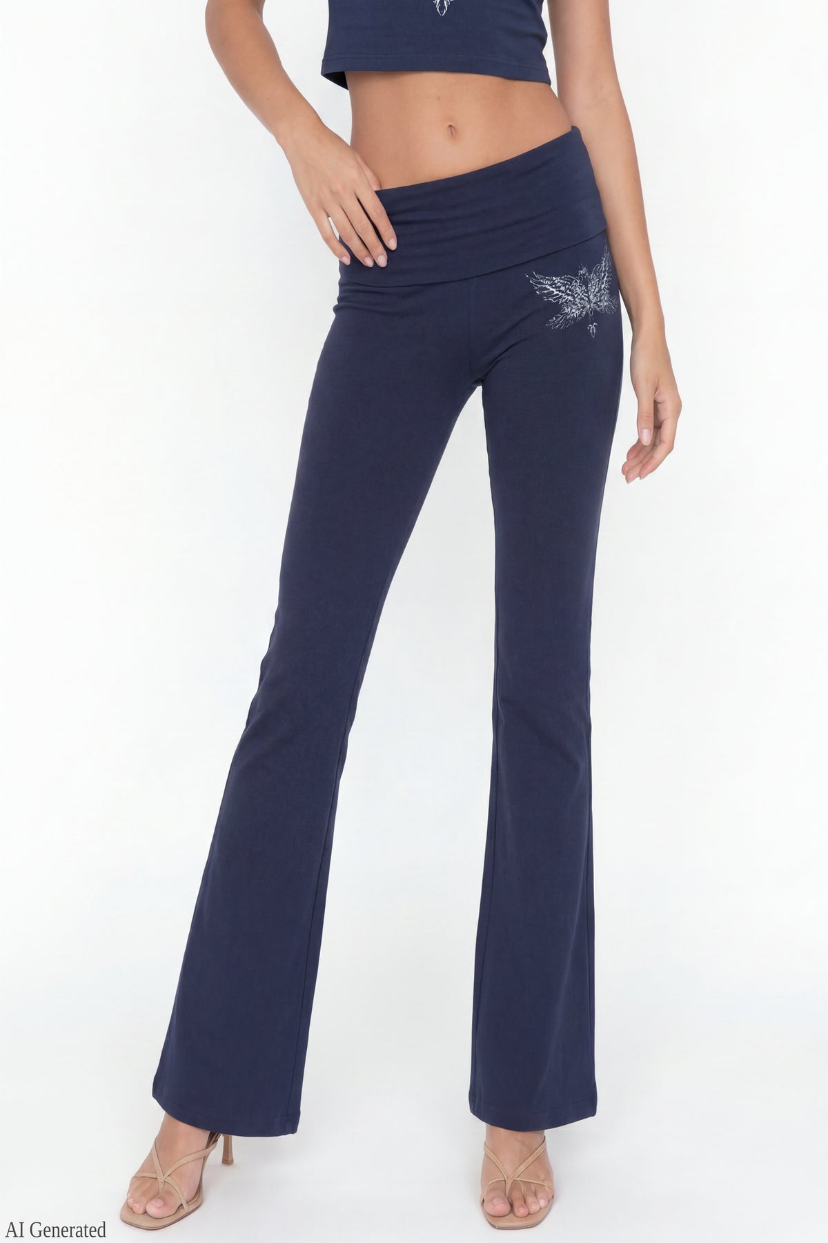 Alt View 4. Graphic Baby Tee & Flare Legging Set - Navy