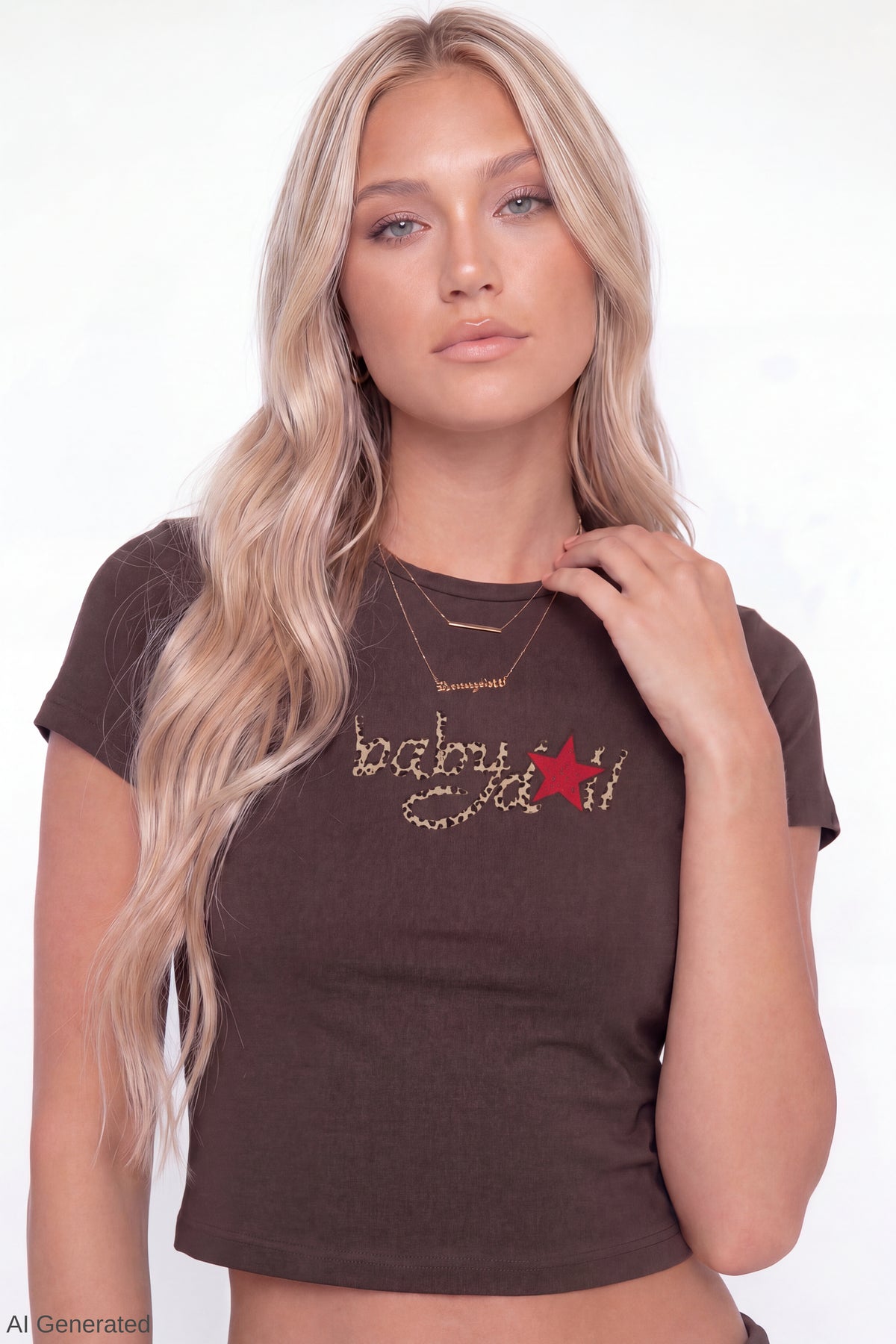 Alt View 3. Graphic Baby Tee & Flare Legging Set - Brown