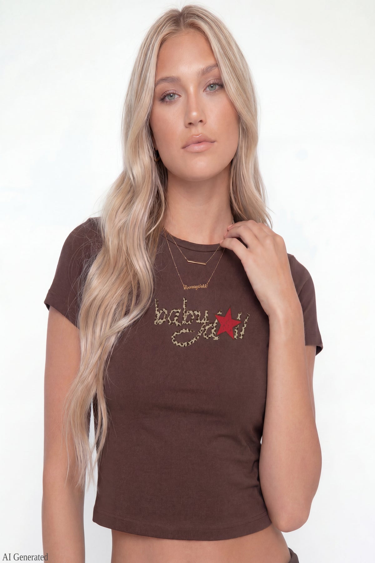 Alt View 3. Graphic Baby Tee & Flare Legging Set - Brown