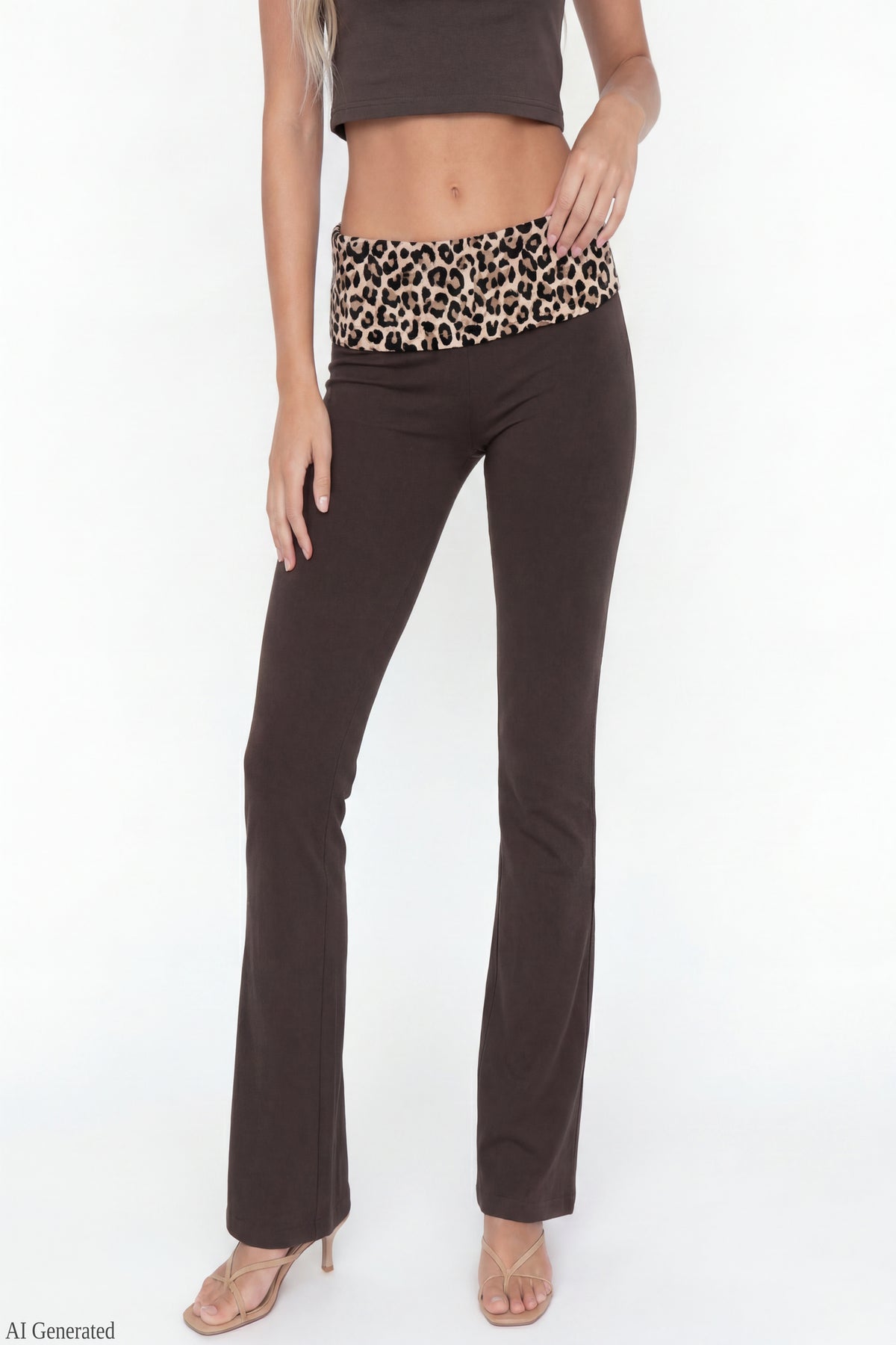 Alt View 4. Graphic Baby Tee & Flare Legging Set - Brown