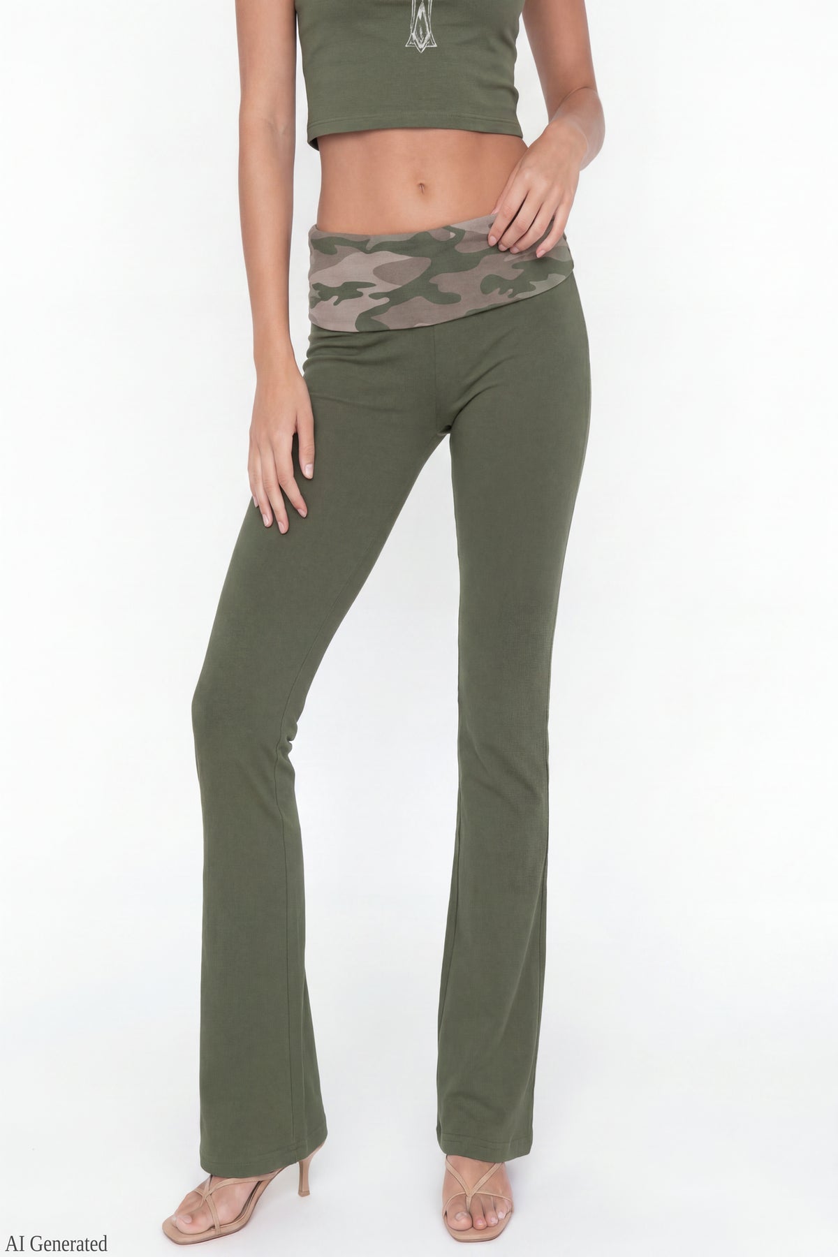 Alt View 4. Graphic Baby Tee & Flare Legging Set - Green