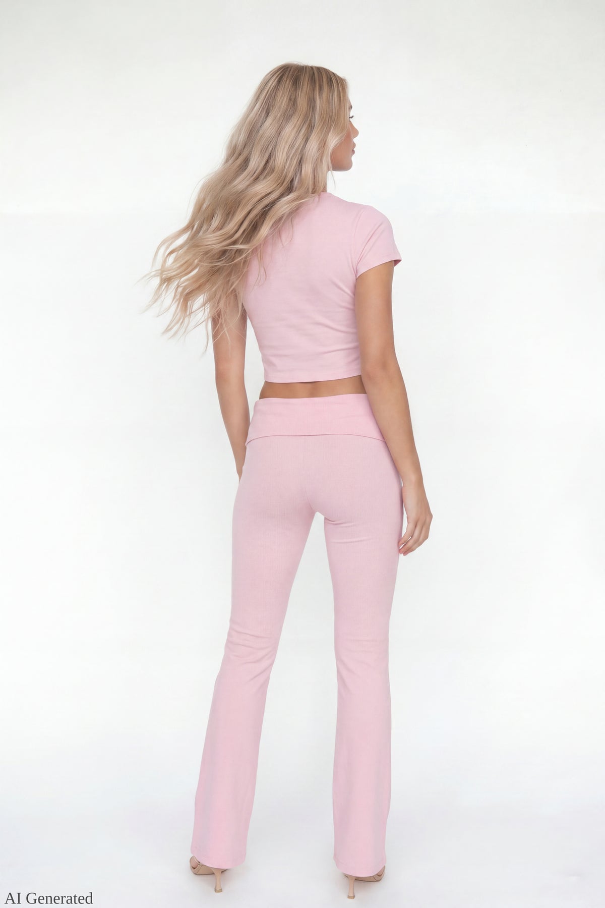 Alt View 2. Graphic Baby Tee & Flare Legging Set - Pink