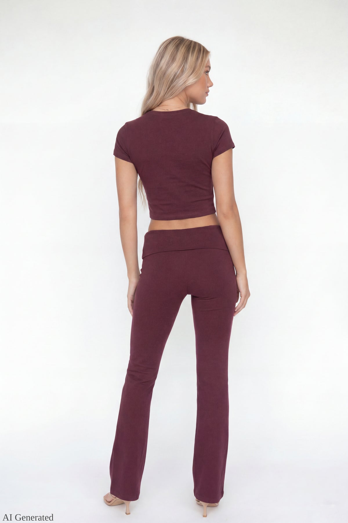 Alt View 2. Graphic Baby Tee & Flare Legging Set - Wine