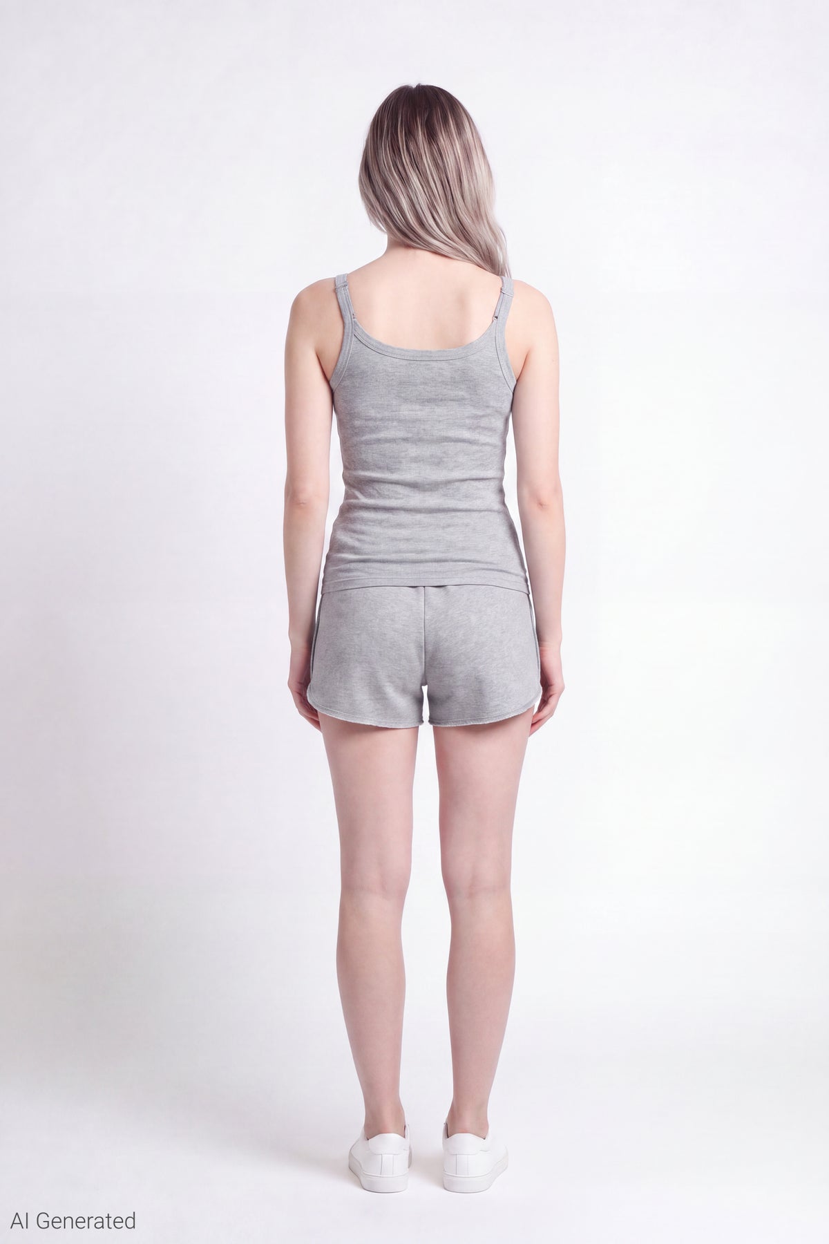 Alt View 3. Graphic Scoop Neck Tank - Heather Grey