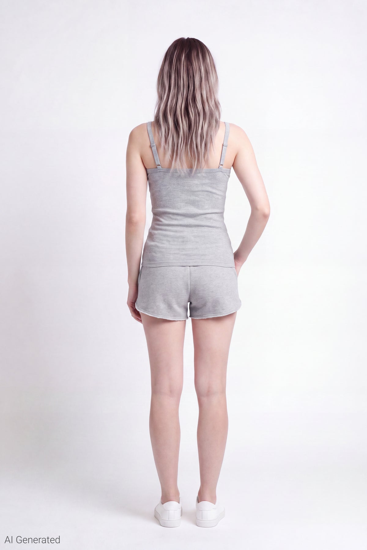 Alt View 3. Graphic Scoop Neck Tank - Light Grey