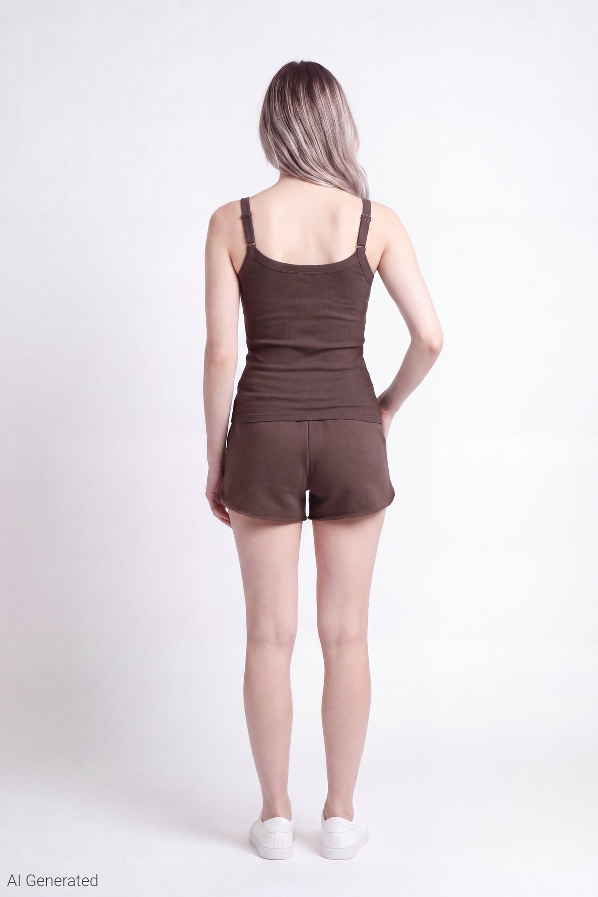 Alt View 3. Graphic Scoop Neck Tank - Brown