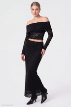 Lace Off Shoulder Top & Maxi Skirt Set