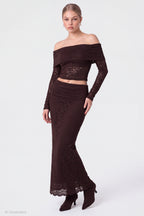 Lace Off Shoulder Top & Maxi Skirt Set
