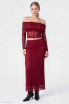 Lace Off Shoulder Top & Maxi Skirt Set