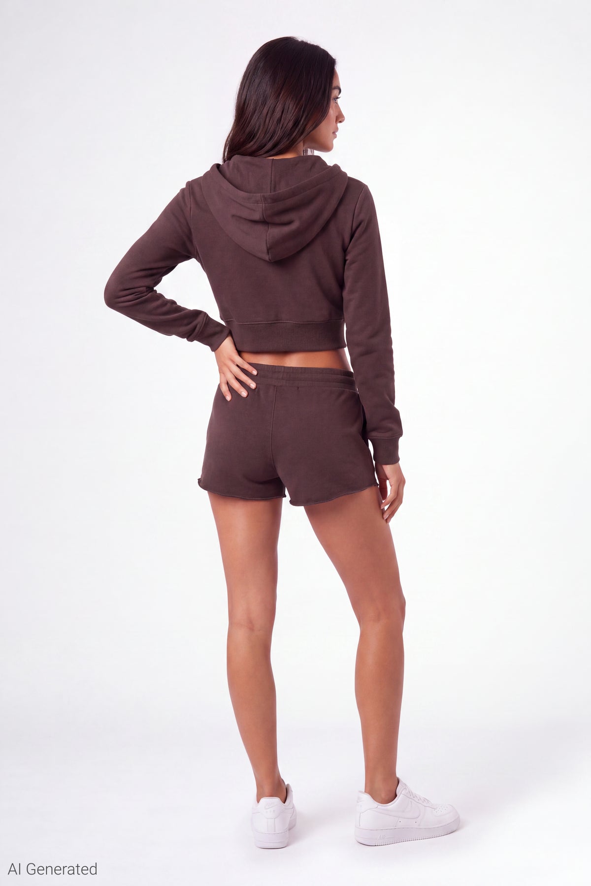 Alt View 2. Fleece Graphic Drawstring Short - Brown