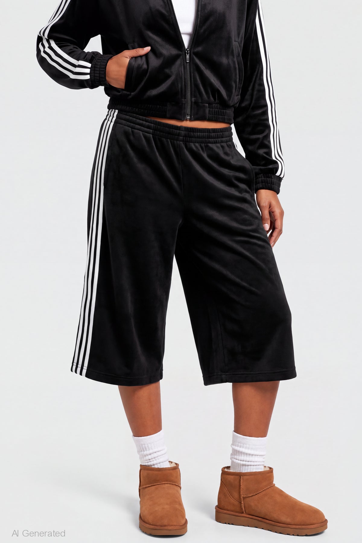 Alt View 3. Fleece Bermuda Short - Black
