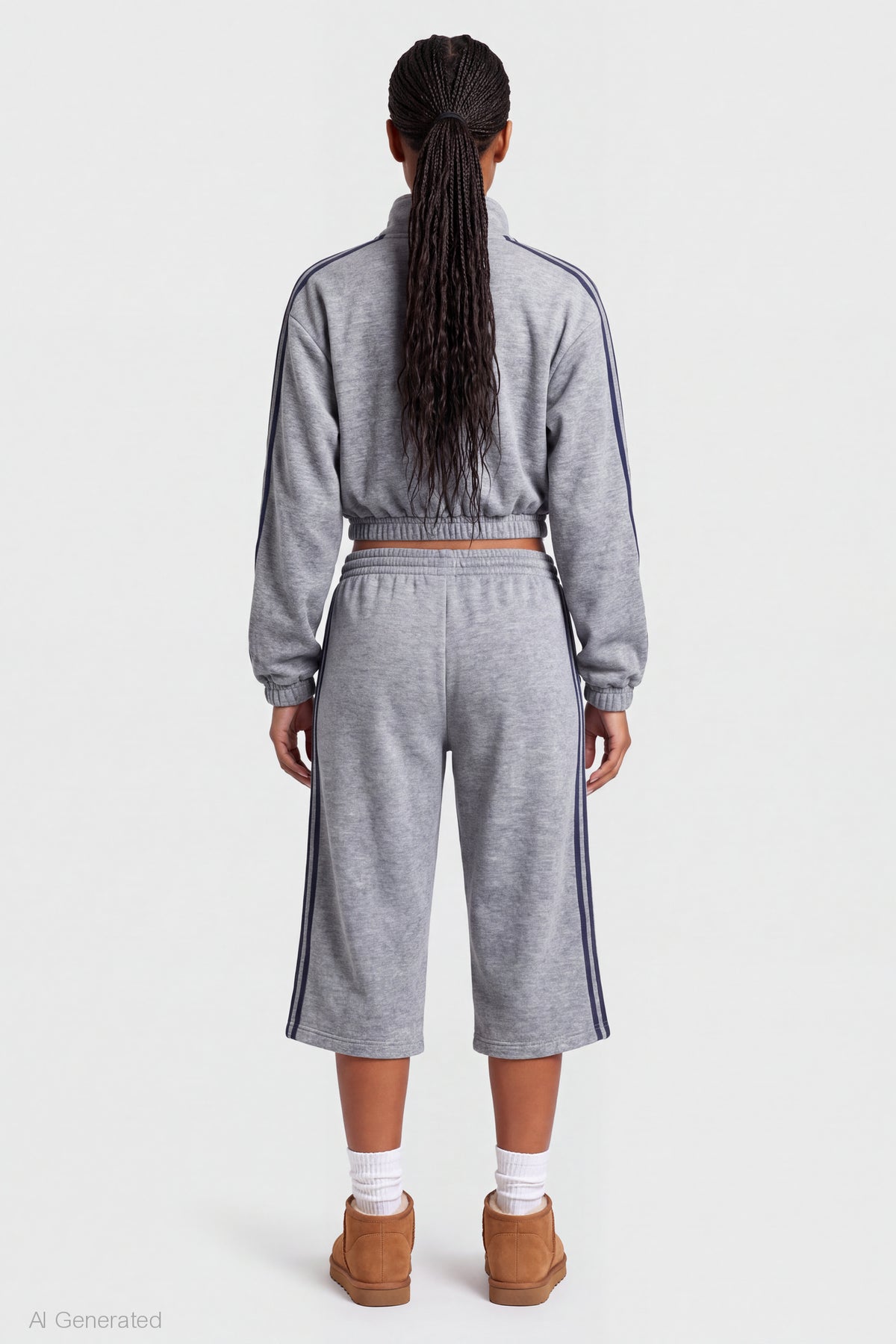 Alt View 2. Fleece Bermuda Short - Heather Grey