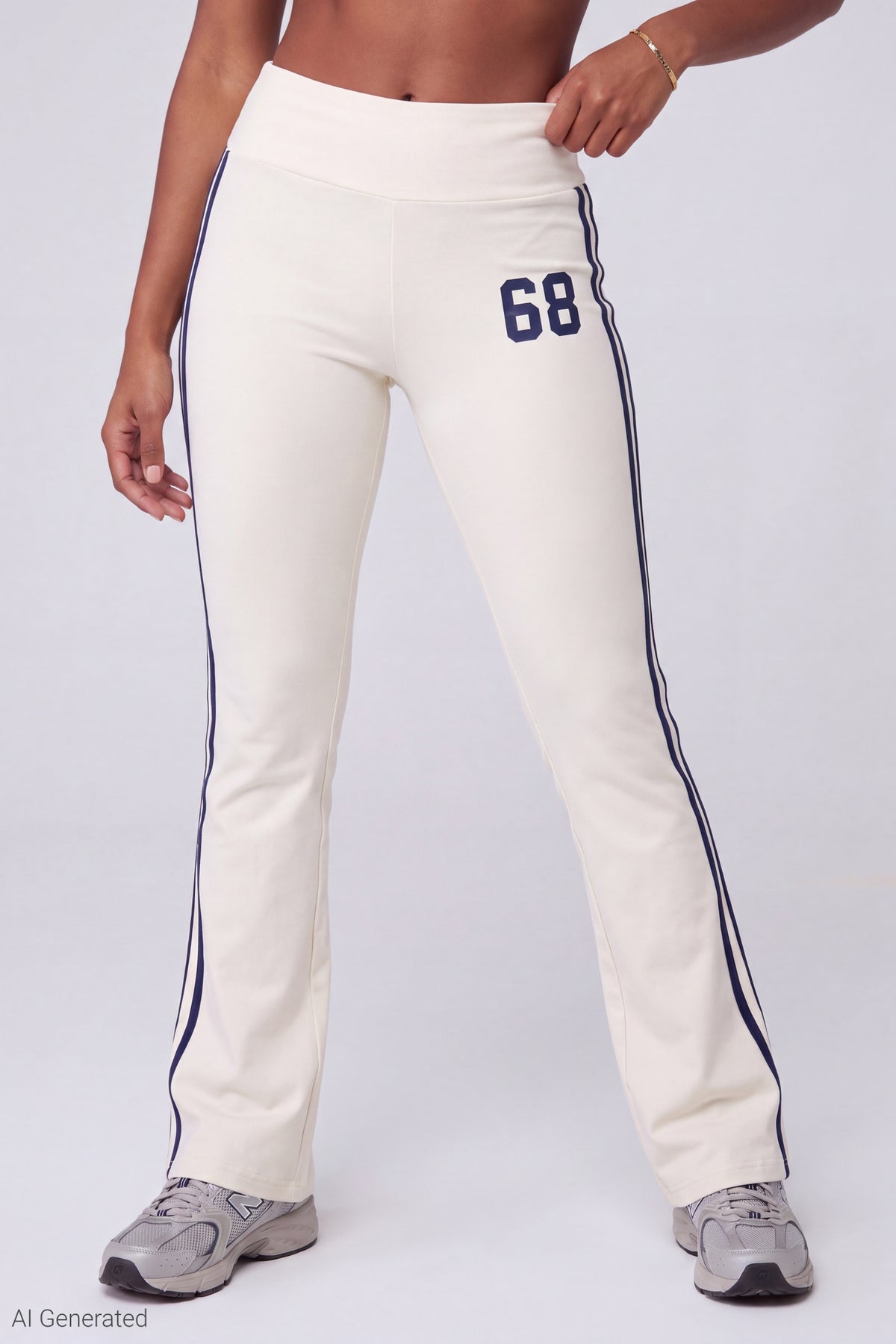 Alt View 4. Active Graphic Halter Top & Flare Pant Set - Cream