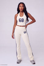 Active Graphic Halter Top & Flare Pant Set