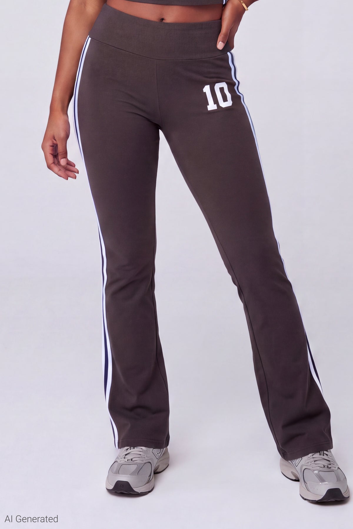 Alt View 4. Active Graphic Halter Top & Flare Pant Set - Brown