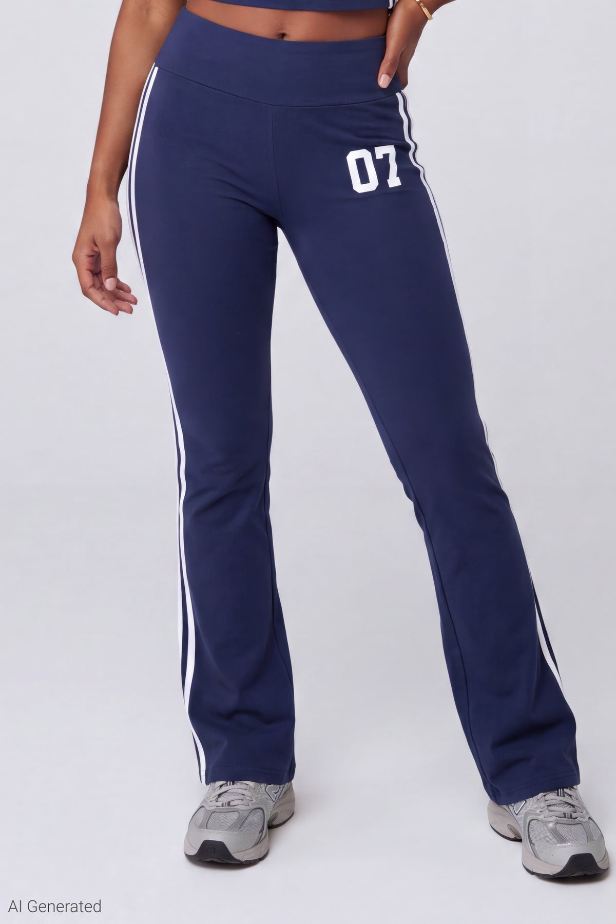 Alt View 4. Active Graphic Halter Top & Flare Pant Set - Navy