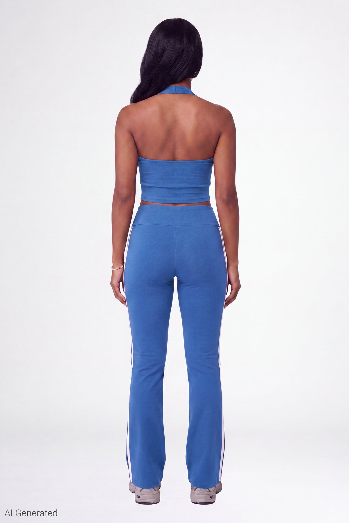 Alt View 2. Active Graphic Halter Top & Flare Pant Set - Royal Blue