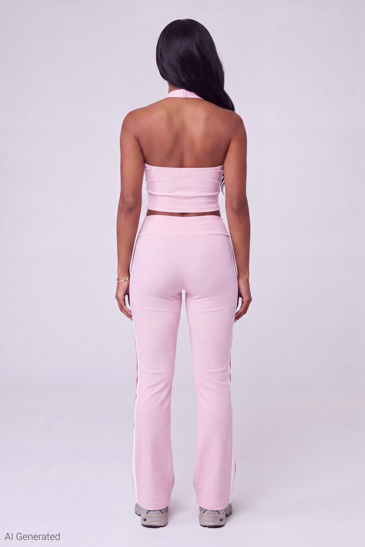 Alt View 2. Active Graphic Halter Top & Flare Pant Set - Pink