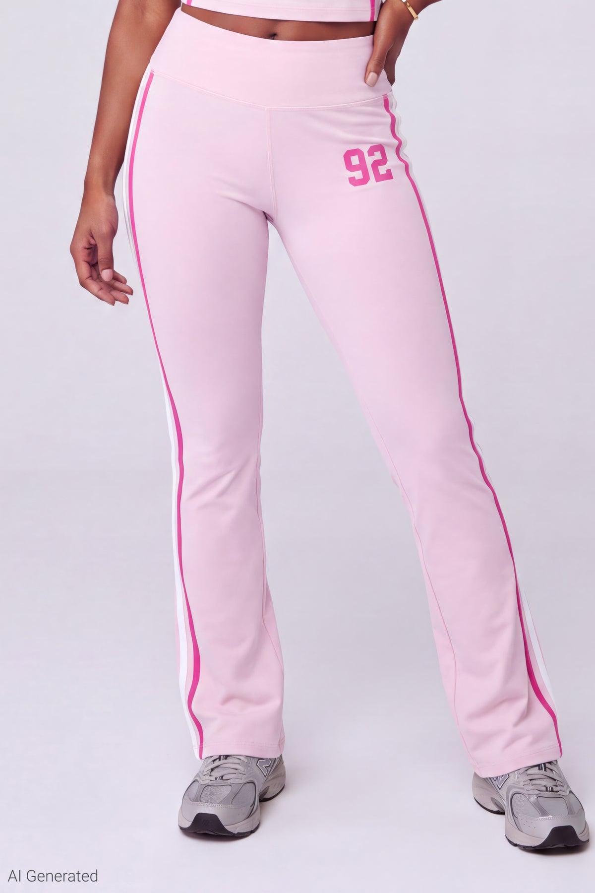 Alt View 4. Active Graphic Halter Top & Flare Pant Set - Pink