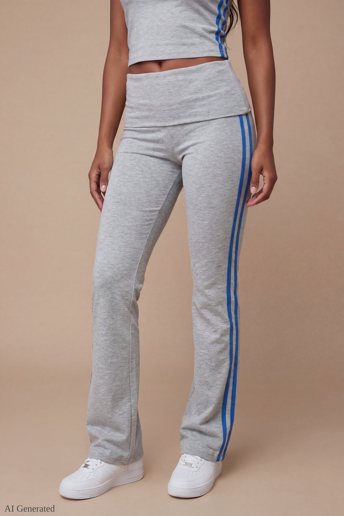Alt View 4. Foldover Tube Top & Flare Pant Set - Heather Grey