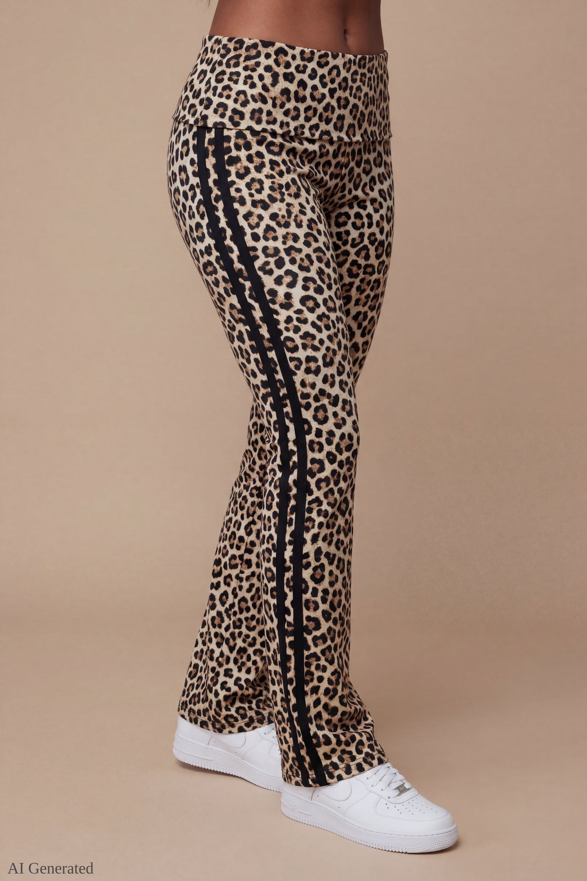 Alt View 4. Foldover Tube Top & Flare Pant Set - Leopard