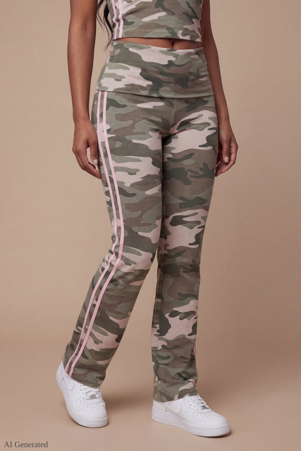 Alt View 4. Foldover Tube Top & Flare Pant Set - Camouflage