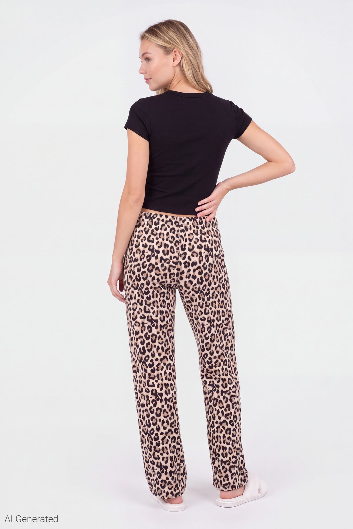 Alt View 2. Graphic Tee & Pant Pajama Set - Black