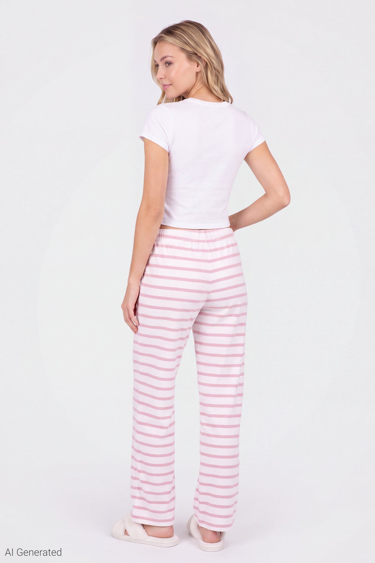 Alt View 2. Graphic Tee & Pant Pajama Set - White