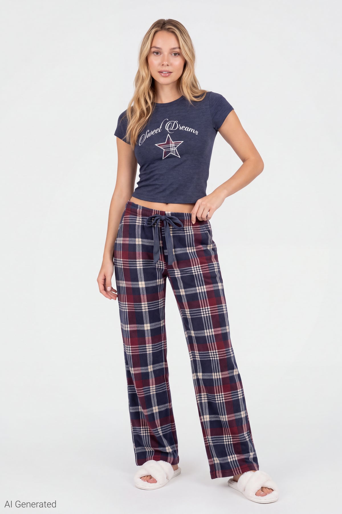 Graphic Tee & Pant Pajama Set - Navy