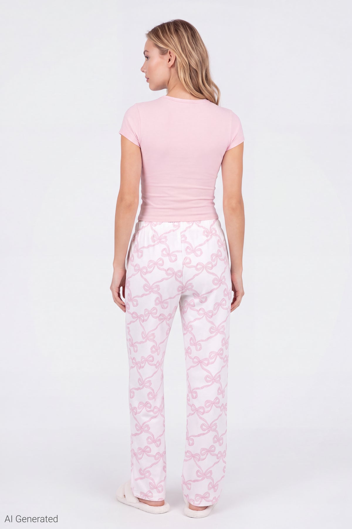 Alt View 2. Graphic Tee & Pant Pajama Set - Light Pink