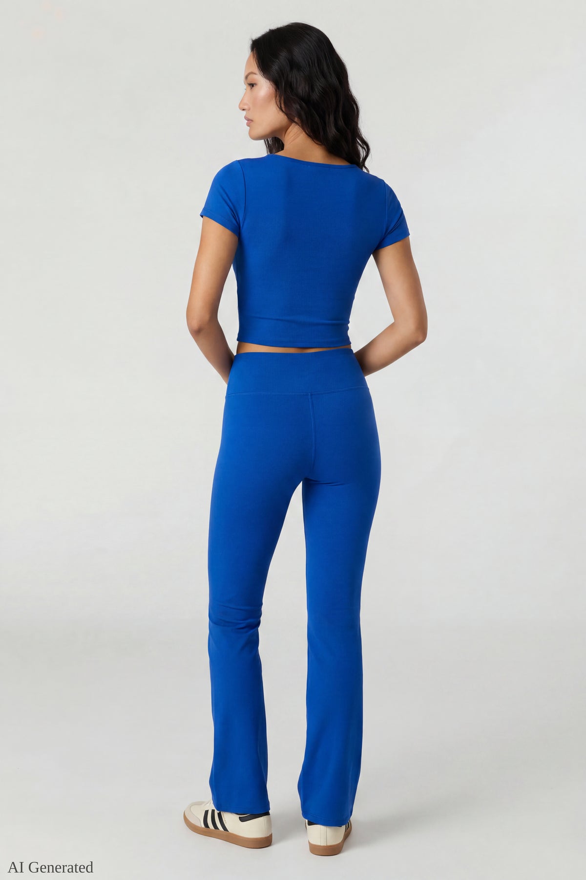 Alt View 2. Square Neck T-Shirt & Flare Legging Set - Royal Blue