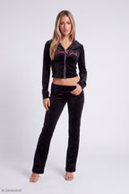 Velour Embroidered Flare Pant