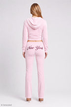 Velour Embroidered Flare Pant