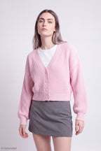Ribbed Knit Button Front Cardigan