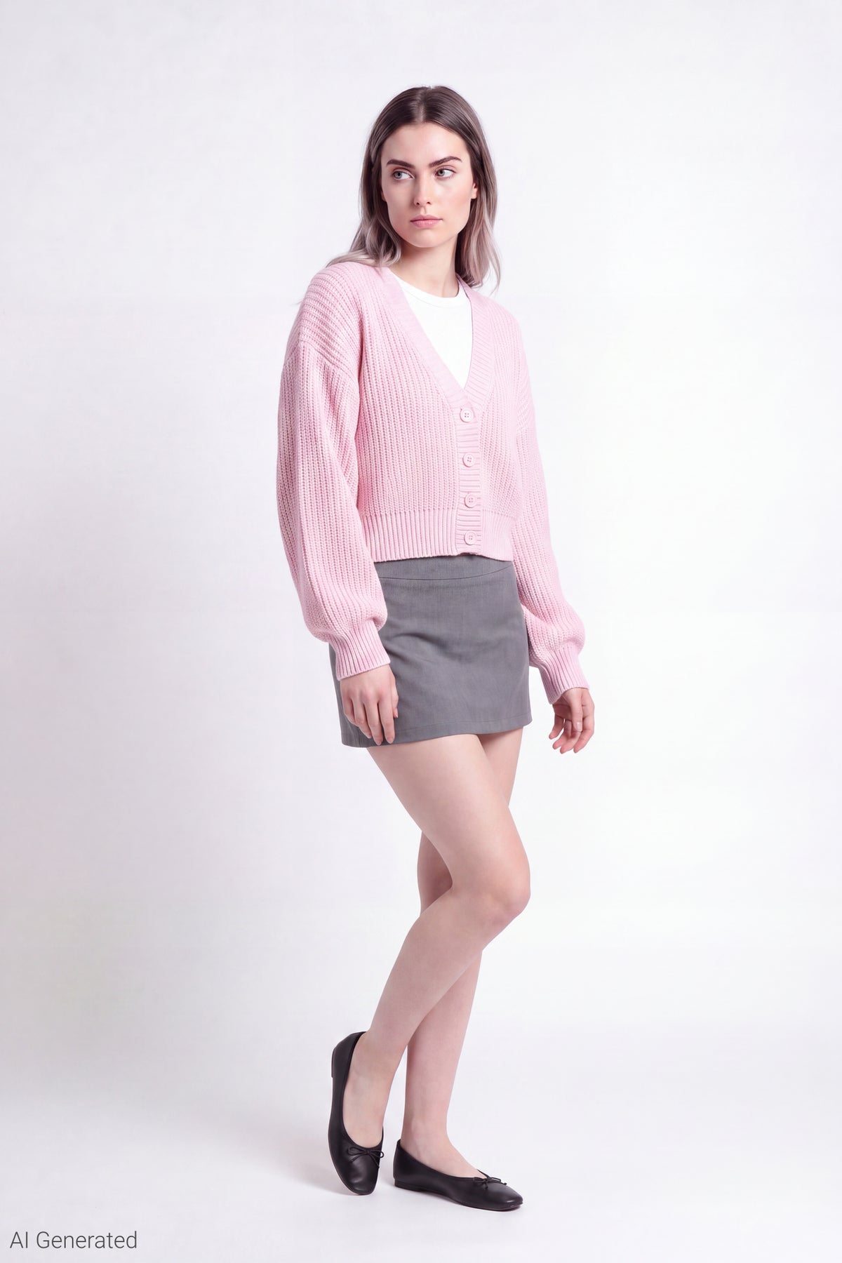 Alt View 2. Ribbed Knit Button Front Cardigan - Pink