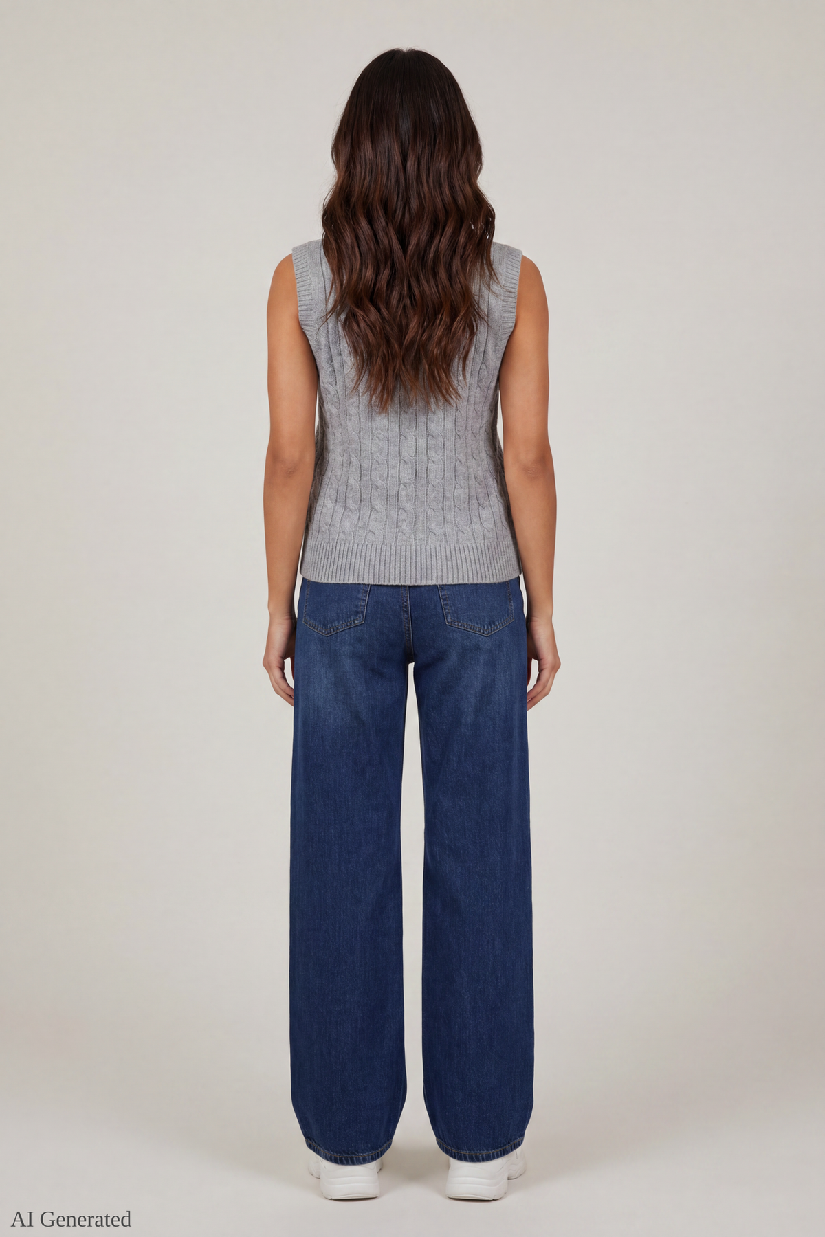 Alt View 3. Cable Knit Button-Up Sweater Vest - Heather Grey