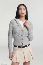 Cable Knit Hooded Cardigan