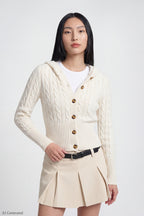 Cable Knit Hooded Cardigan