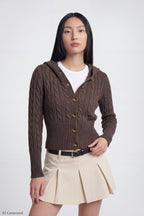 Cable Knit Hooded Cardigan